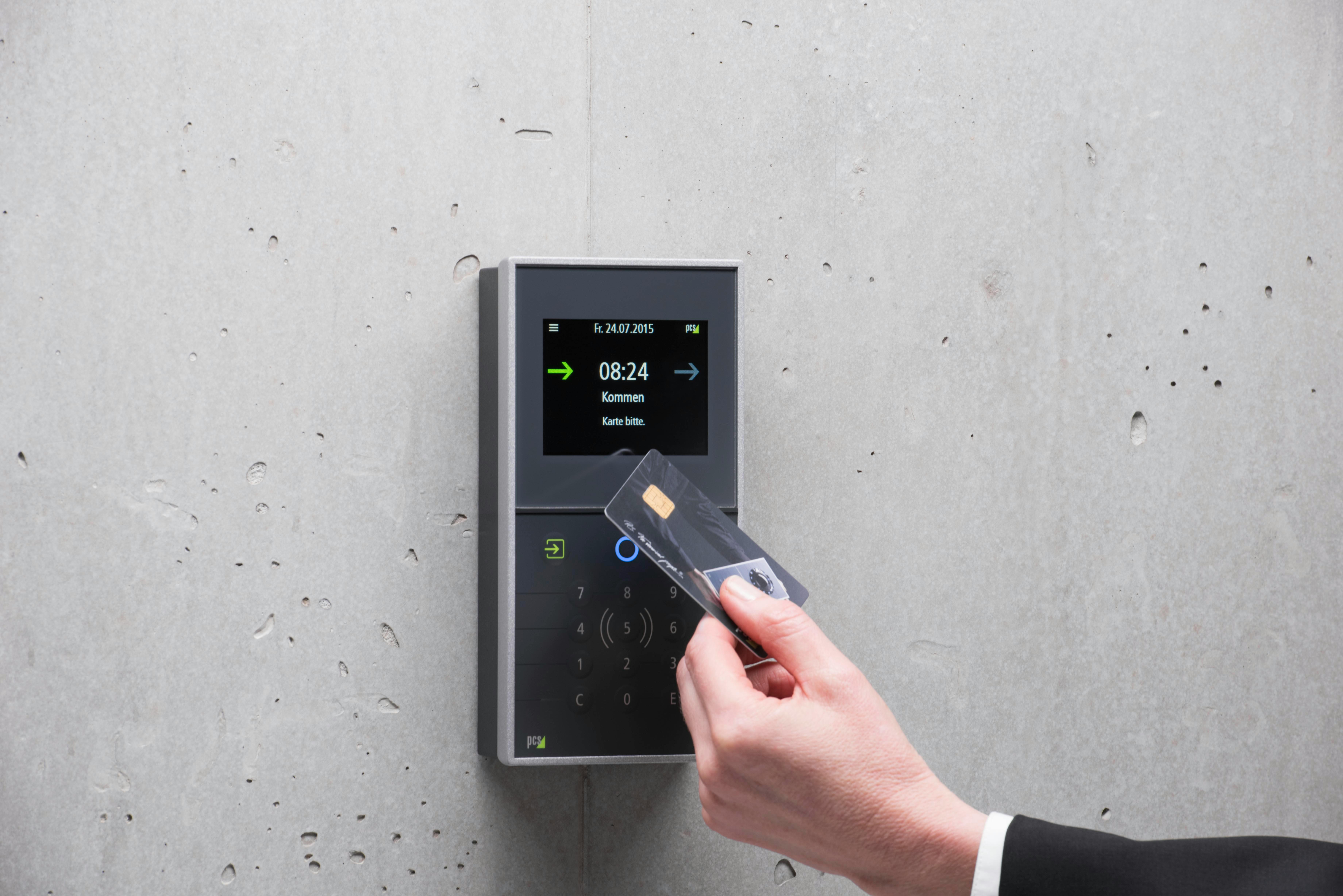 Keyscan card reader being used on entry door